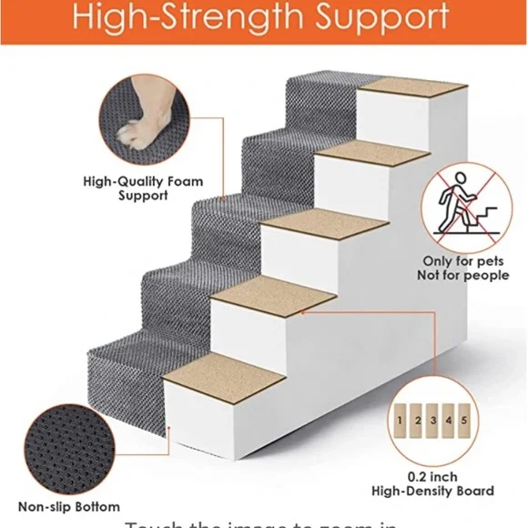 BRAND NEW- Dog Stairs for Small Dogs, 5-Step Dog Stairs for High Beds and Couch - Picture 2 of 7